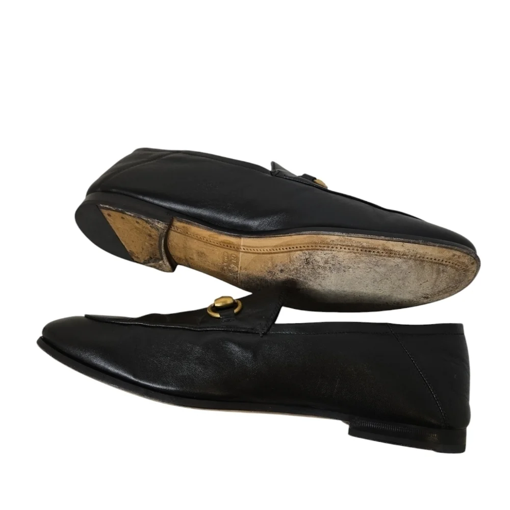 GUCCI BRIXTON Black Leather Horsebit Loafers Gucci 8 Jordaan $1000